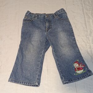 Old Navy Kids Blue Jeans with Snowman Design